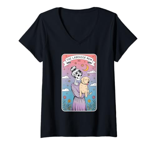 Damen Die Labrador-Mom T-Shirt mit V-Ausschnitt Damen Die Labrador-Mom T-Shirt mit V-Ausschnitt von Labrador Mama Tarot
