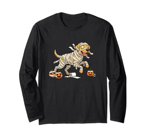 Labrador Retriever Mumie Kürbis Halloween Kinder Herren Damen Langarmshirt von Labrador Retriever Cute Halloween Outfits Boy Girl