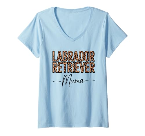 Damen Leopardenmuster Labrador Retriever Mama T-Shirt mit V-Ausschnitt Damen Leopardenmuster Labrador Retriever Mama T-Shirt mit V-Ausschnitt von Labrador Retriever Dog Lover Gifts