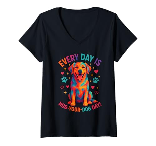 Damen Umarme deinen Hund Labrador Retriever T-Shirt mit V-Ausschnitt Damen Umarme deinen Hund Labrador Retriever T-Shirt mit V-Ausschnitt von Labrador Retriever Love