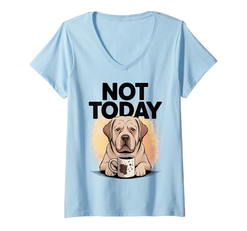 Damen Grumpy Labrador Retriever Kaffee Labrador T-Shirt mit V-Ausschnitt von Labrador Retriever Lover Gifts & Tees