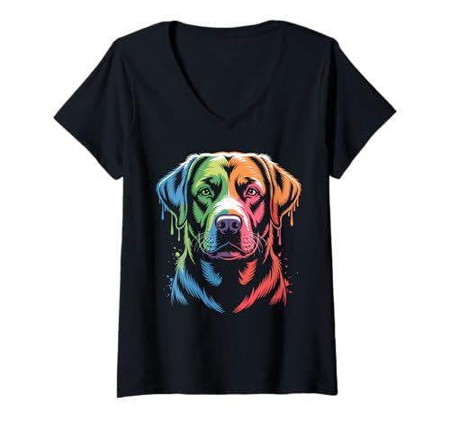 Damen Labrador Retriever Kunstwerk Labrador T-Shirt mit V-Ausschnitt von Labrador Retriever Lover Gifts & Tees