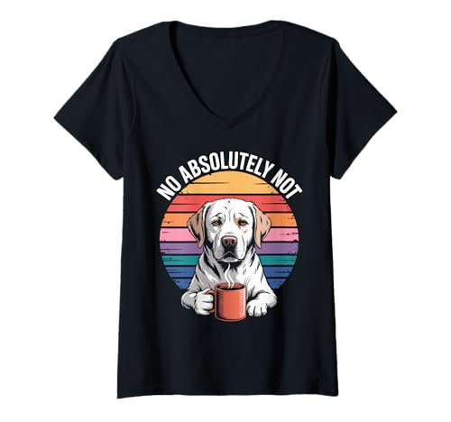 Damen Labrador Retriever Office Grumpy Labrador T-Shirt mit V-Ausschnitt von Labrador Retriever Lover Gifts & Tees