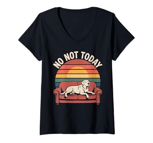 Damen Lazy Labrador Retriever Heute nicht Labrador T-Shirt mit V-Ausschnitt von Labrador Retriever Lover Gifts & Tees