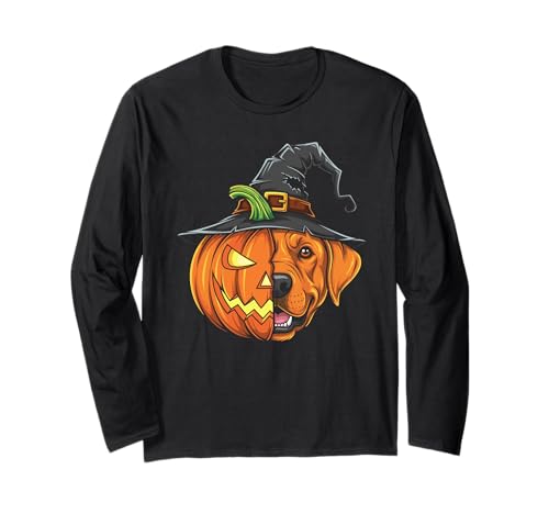 Labrador Retriever Hund Kürbis Halloween Kinder Herren Damen Langarmshirt von Labrador Retriever Lover Halloween Pumpkin Outfits