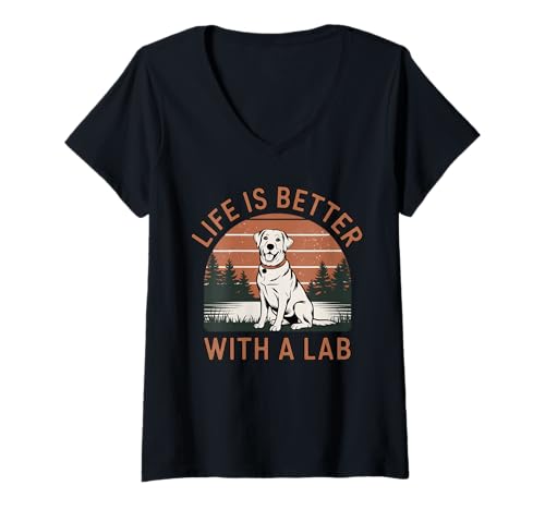 Damen Life is Better with a Labrador Dog Owner T-Shirt mit V-Ausschnitt Damen Life is Better with a Labrador Dog Owner T-Shirt mit V-Ausschnitt von Labs of Love