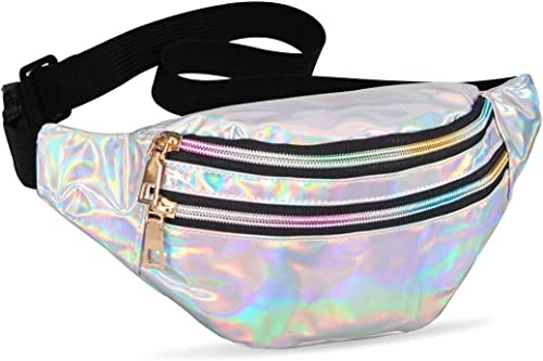 Gürteltasche wasserdichte Verstellbare Hüfttasche 2 Fächer Bauchtasche für Mädchen Frauen Männer Kinder Glitzer Mode Schultertaschen für Party Festival Sport Outdoor Reisen (Silber) von Labstandard