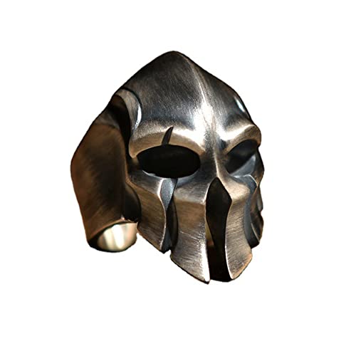 Herren Ring Skelett Kopf Retro Mode Persönlichkeit Aggressiv Einzelring Offen Verstellbar Handgemacht Ornament Spartan Warrior Scar Helm Totenkopf Schlagring Selbstverteidigung Schmuck Ring Zubehör von Labstandard