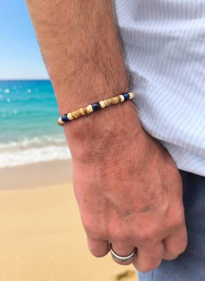 Armband Im Surferstyle Mit Kokosnuss - Und Achatperlen, Schmuck Für Männer, Herrenschmuck, Armbänder, Viele Größen von Lacaska