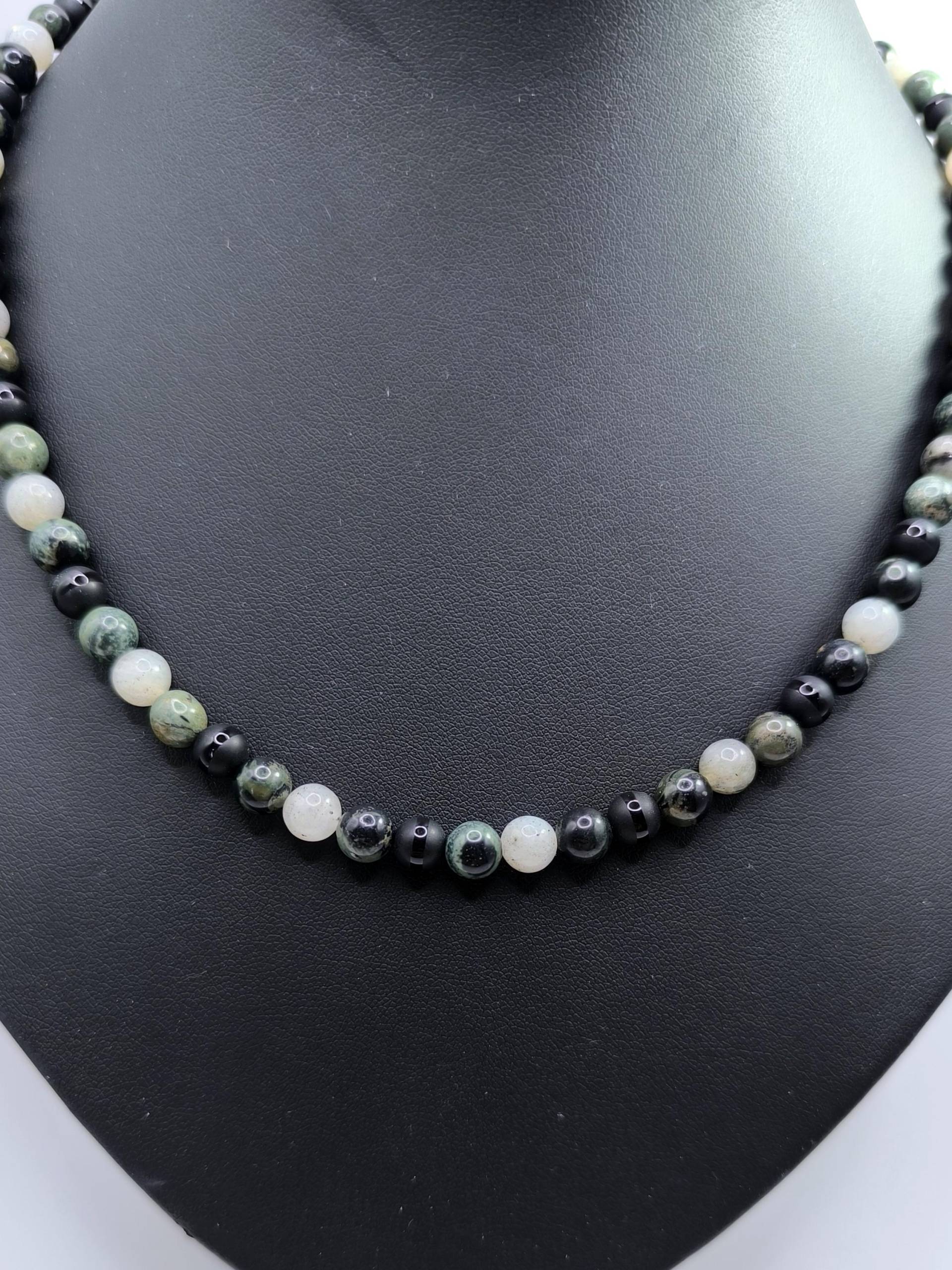 Edelsteinkette Mit Achat Und Labradorit-Handgefertigter Naturschmuck, Perlenschmuck, Geschenke Für Freund, Stein Kette, Kette Perle, Schmuck von Lacaska