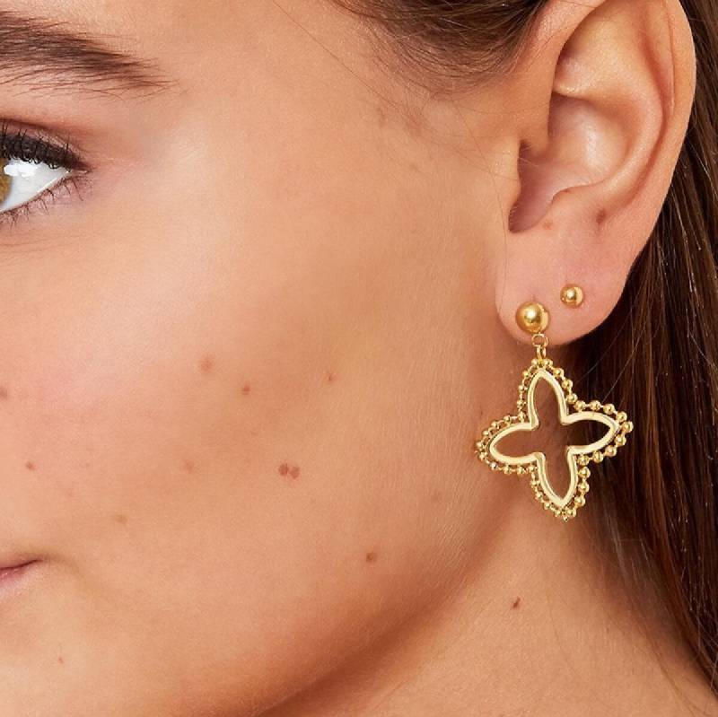 Kleeblatt Ohrringe - Hängende Aus Edlem Edelstahlschmuck in Gold, Ohrstecker Gold, Wasserfester Schmuck von Lacaska