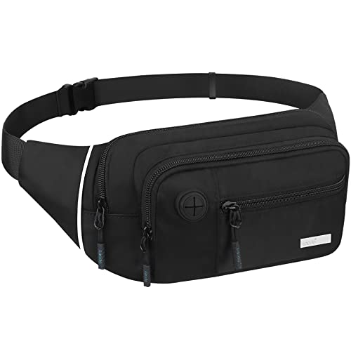 Lacdo Bauchtasche Hüfttaschen Sport Gürteltasche für Damen und Herren Umhängetaschen Handytasche Verstellbarer für Reise Sport Arbeit Wasserdicht Brustbeutel, Schwarz von Lacdo