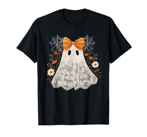 Niedliche Spitze Geist Blumen Kokette Schleife Frauen Mädchen Halloween T-Shirt von Lace Ghost Coquette Bow Floral Halloween Ades.Tees