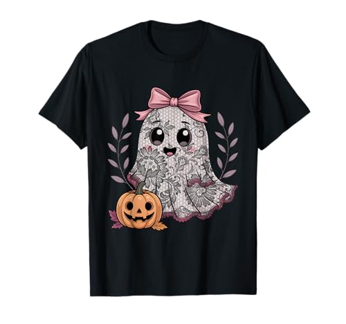Spitze Geist Frauen Mädchen Halloween Kokette Schleife Kürbis Vintage T-Shirt Spitze Geist Frauen Mädchen Halloween Kokette Schleife Kürbis Vintage T-Shirt von Lace Ghost Women Girl Halloween Coquette
