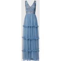 LACE & BEADS Abendkleid im Stufen-Look in Bleu, Größe S von Lace & Beads