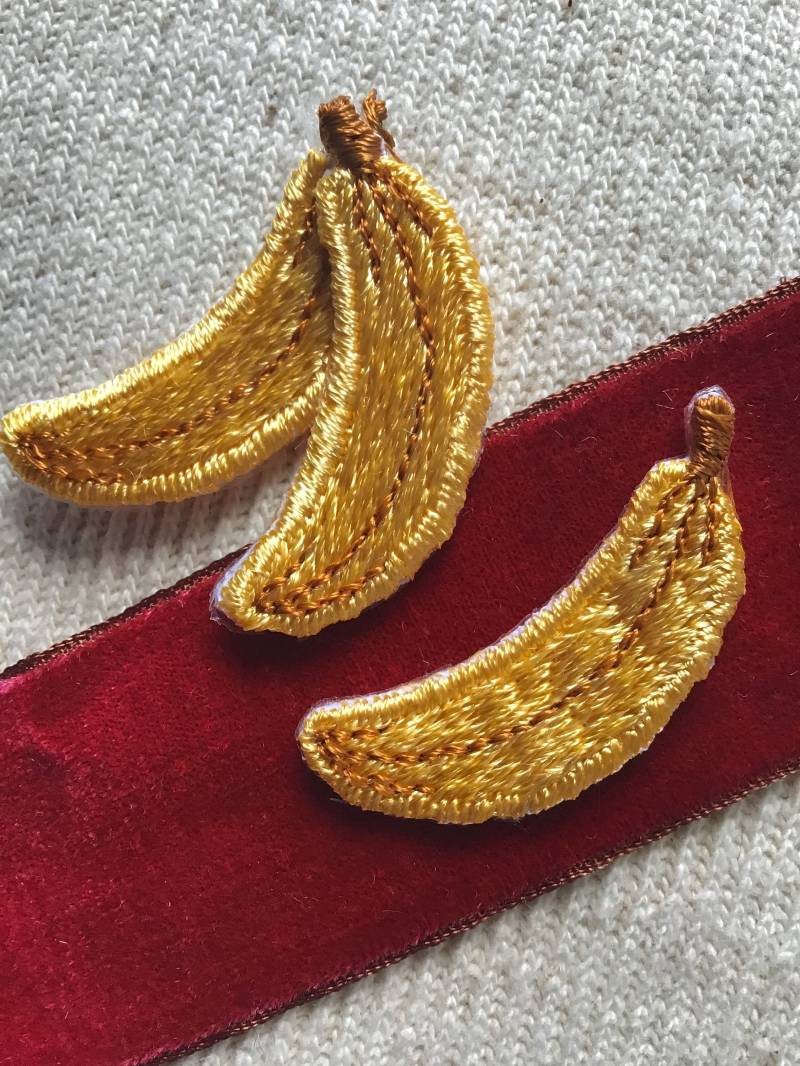 Banane Aufnäher Vintage Banana Patches Gestickt Für Verzierungen Handwerk Nähen Diy Obst Patch Stickerei #5020 von LaceApplique