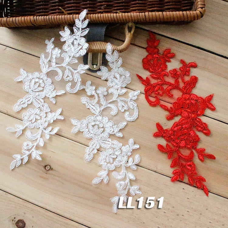 2x Florale Spitzenapplikationen Zum Nähen Von Kleid, Alençon-Spitze, Guipure-Spitze Nähen, Weiß/Rot, Bestickte Ll151 2x Florale Spitzenapplikationen Zum Nähen Von Kleid, Alençon-Spitze, Guipure-Spitze Nähen, Weiß/Rot, Bestickte Ll151 von LaceBijouxabc
