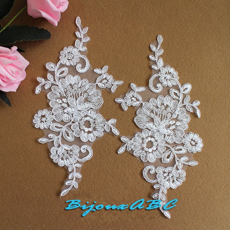 Venedig-Spitzenapplikationen Zum Aufnähen, Alençon-Guipure-Applikationen, Aufnäher, Hochzeitskleid, Alençon-Spitzenapplikationen, Aufnäher Ll22 von LaceBijouxabc