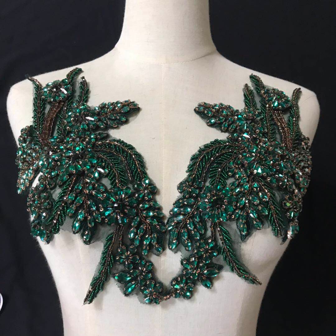 Dunkelgrüne Strassapplikation Für Bekleidung, Kleid, Tanzkostüm von LaceFun