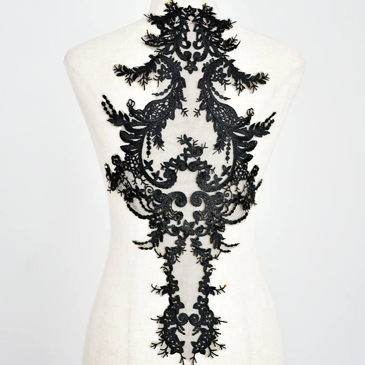 Schwarze Spitzeapplique, Gestickte Mieder Spitze Applikationen, Spitzen Für Brautkleid Verändern, Braut Spitzeapplique Schwarze Spitzeapplique, Gestickte Mieder Spitze Applikationen, Spitzen Für Brautkleid Verändern, Braut Spitzeapplique von LaceFun