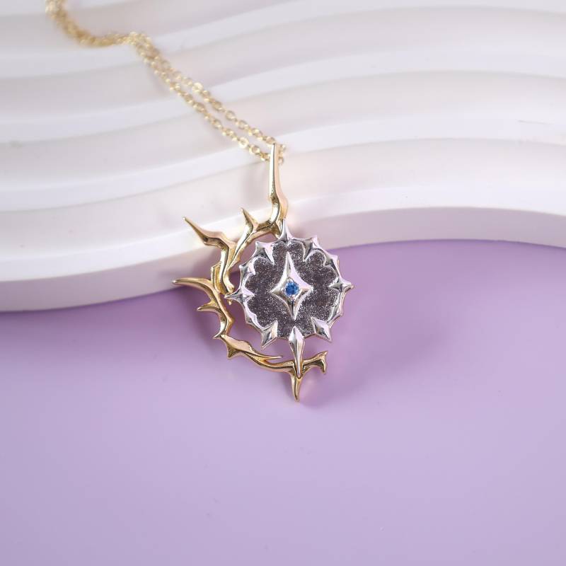Honkai Star Rail Phainon Sterling Silver Pendant Necklace With Blue Gemstone, Elegant Collarbone Chain, Perfect Christmas Gift For Anime Fans von LaceHavendesign