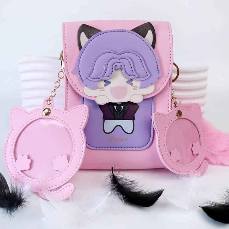 Love & Deepspace Rafayel Leather Cross-Body Bag With Cute Fox-Eared Character Fluffy Tail Charms Ideal Unique Halloween Christmas Gift von LaceHavendesign