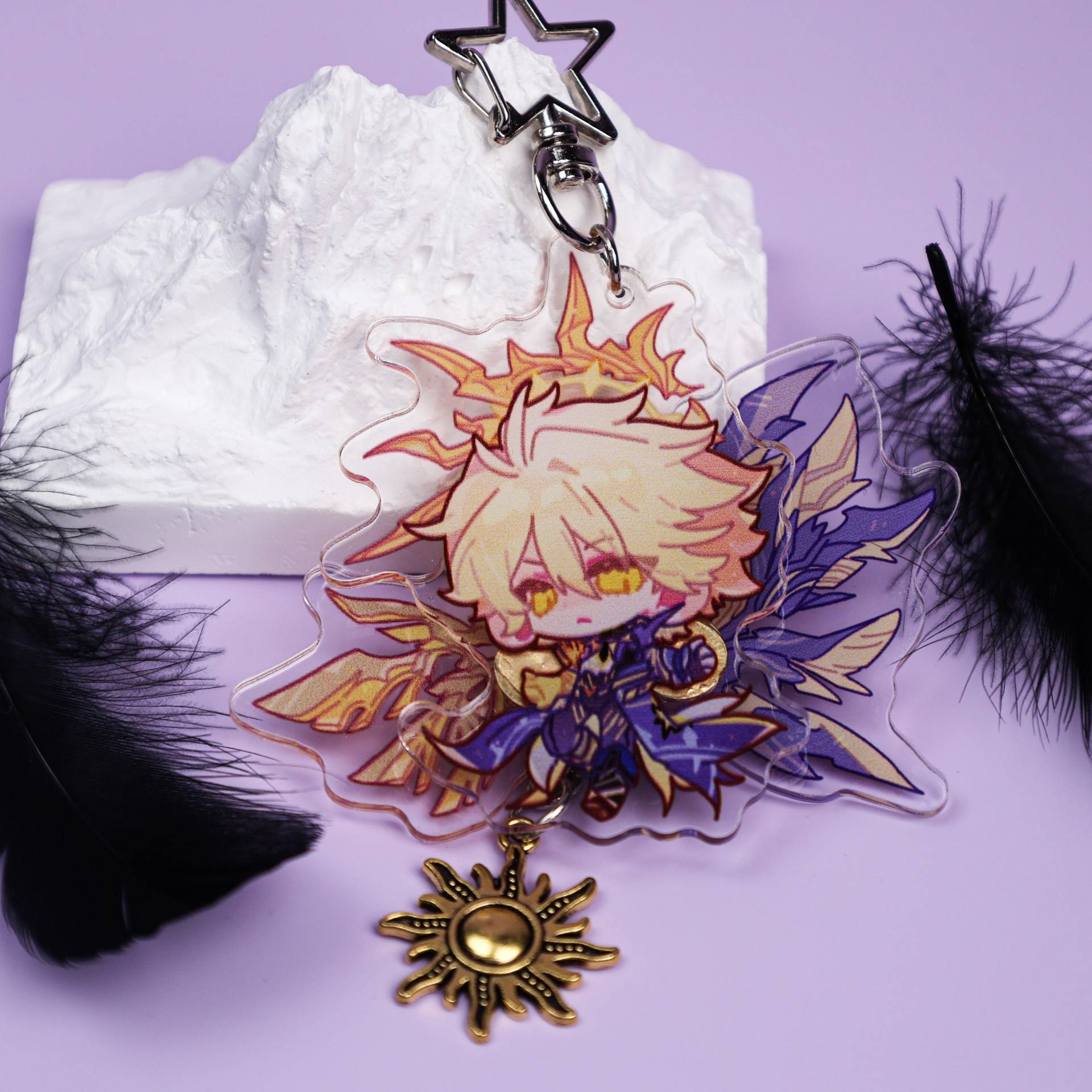 Phainon Acrylic Keychain Anime Design With Golden Sun Charm. Perfect Unique Halloween Gift For Fans, Cute Accessory Keys Or Bags von LaceHavendesign