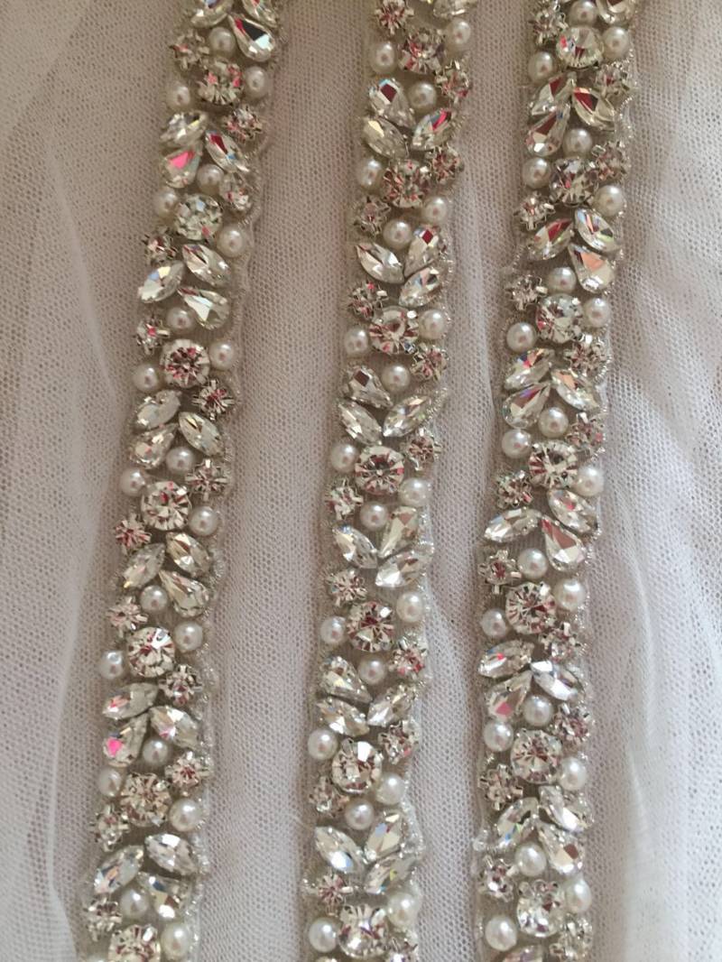 Klarer Rhinestone Crystal Lace Trim Für Brautzubehör Hochzeits-Dress Sash Gürtel Headband Straps Kostümverkleinerung von Lacebeauty