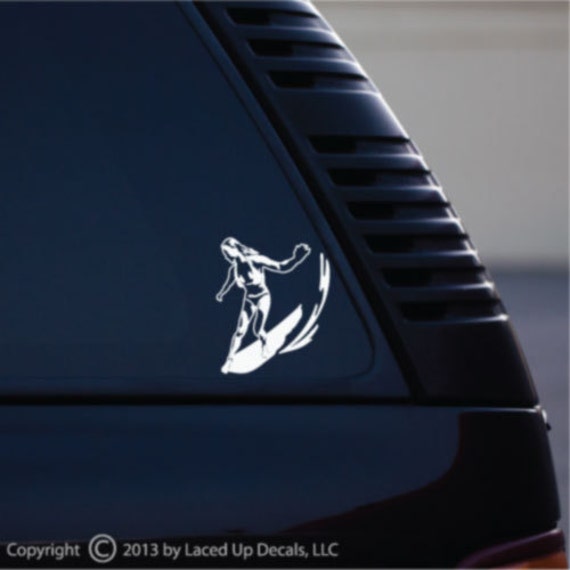 Frau Longboard Surfen Sm © 2013 Schnürsenkel Up Decals Sku von LacedUpDecals510