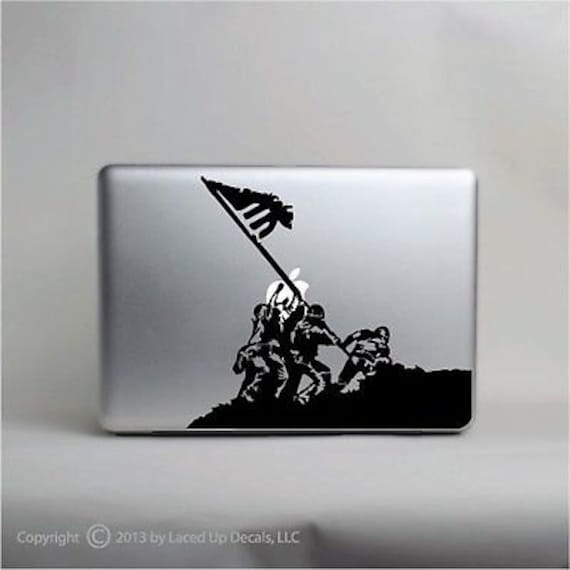 Iwo Jima Flaggen Anheben Laptop Skin © Abziehbilder Mit Schnürung Sku Small 33 von LacedUpDecals510