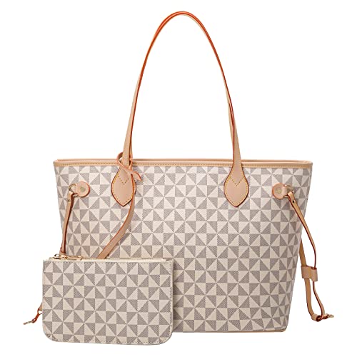 Lacel Urwebin Handtaschen für Frauen Designer Mode Geldbörsen Top Griff Satchel Leder Schultertaschen 2 Stück mit kleiner Brieftasche (weiß), Weiss/opulenter Garten von Lacel Urwebin