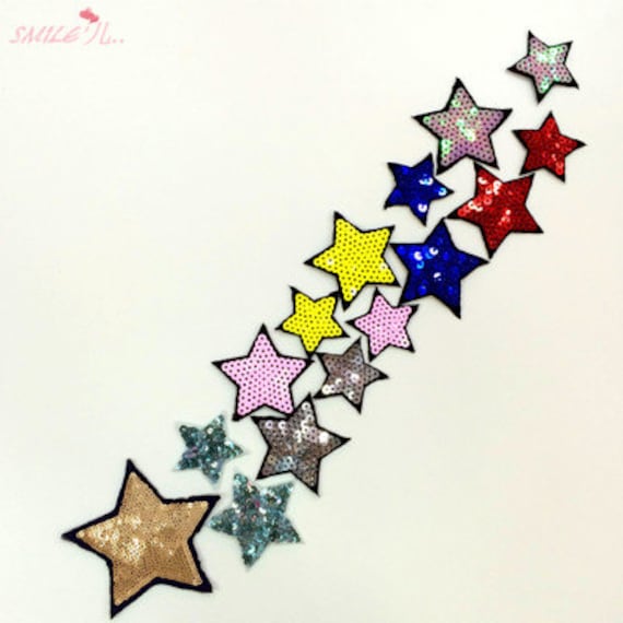 15 Stück Kleine Bunte Sterne Pailletten Patch Applikation Gestickter Flicken Kleidung Dekoration von Laceshine