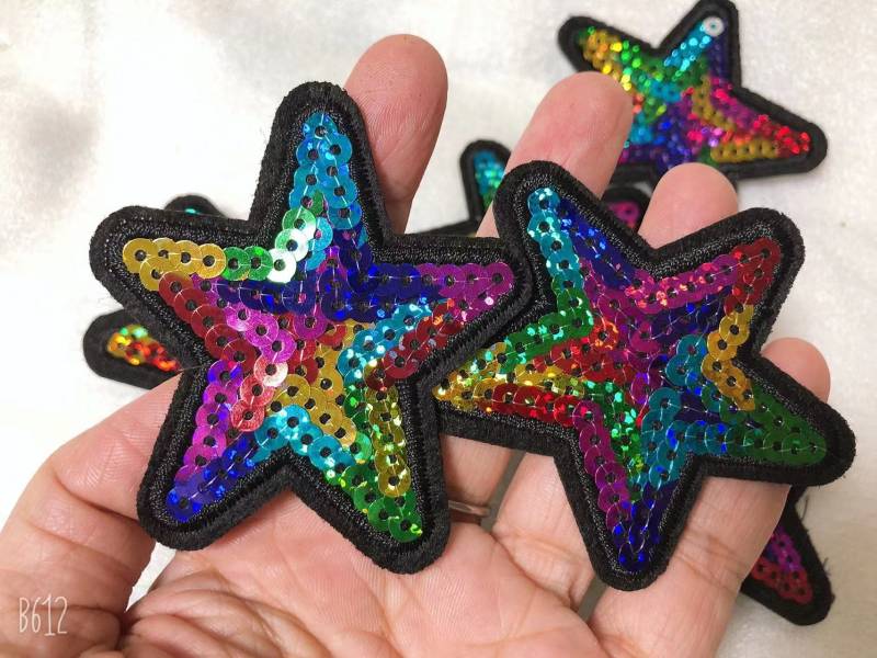 2 Stück Bunte Sterne Gestickt Applikation Aufnäher T-Shirt Oder Mantel Dekoration Patch Zum Aufbügeln von Laceshine