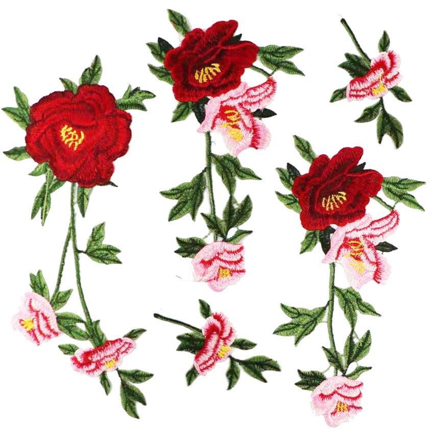 5 Teile/Satz Pfingstrose Blumen Gestickt Applikation Patch Kleidung Dekoration Patch 5 Teile/Satz Pfingstrose Blumen Gestickt Applikation Patch Kleidung Dekoration Patch von Laceshine