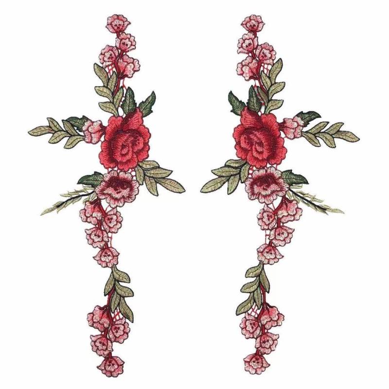 Ein Paar Blumen Gestickt Applikation Patch Aufnäher Kleidung Dekoration von Laceshine