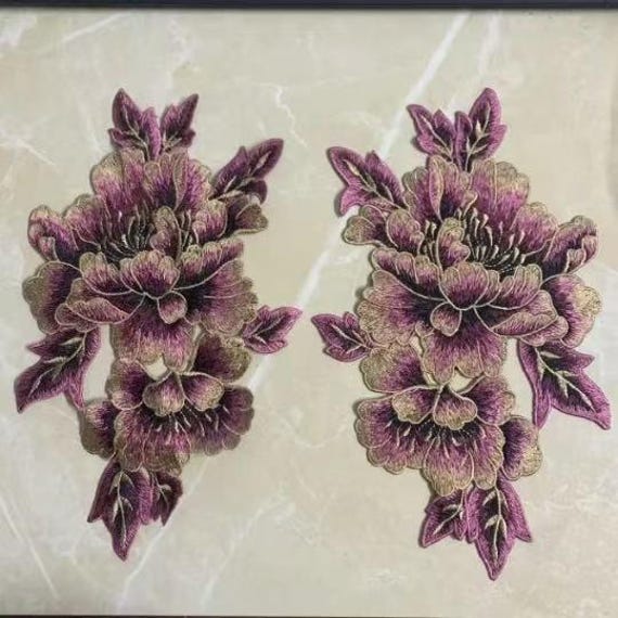 Ein Paar Blumen Gestickt Aufgenäht Auf Applikation Flicken Kleidung Dekoration von Laceshine