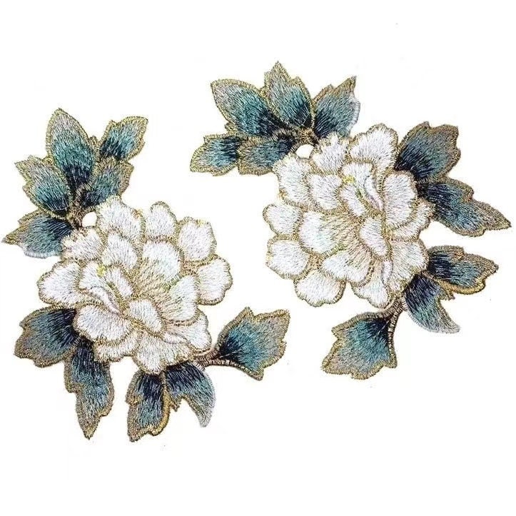 Ein Paar Blumen Gestickte Aufnäher Applikation Dekoration Patch von Laceshine