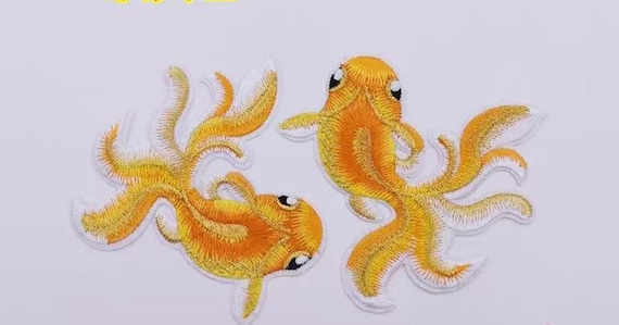 Ein Paar Goldfisch Gestickter Aufnäher Stoffkleidung Applikation Aufbügler von Laceshine