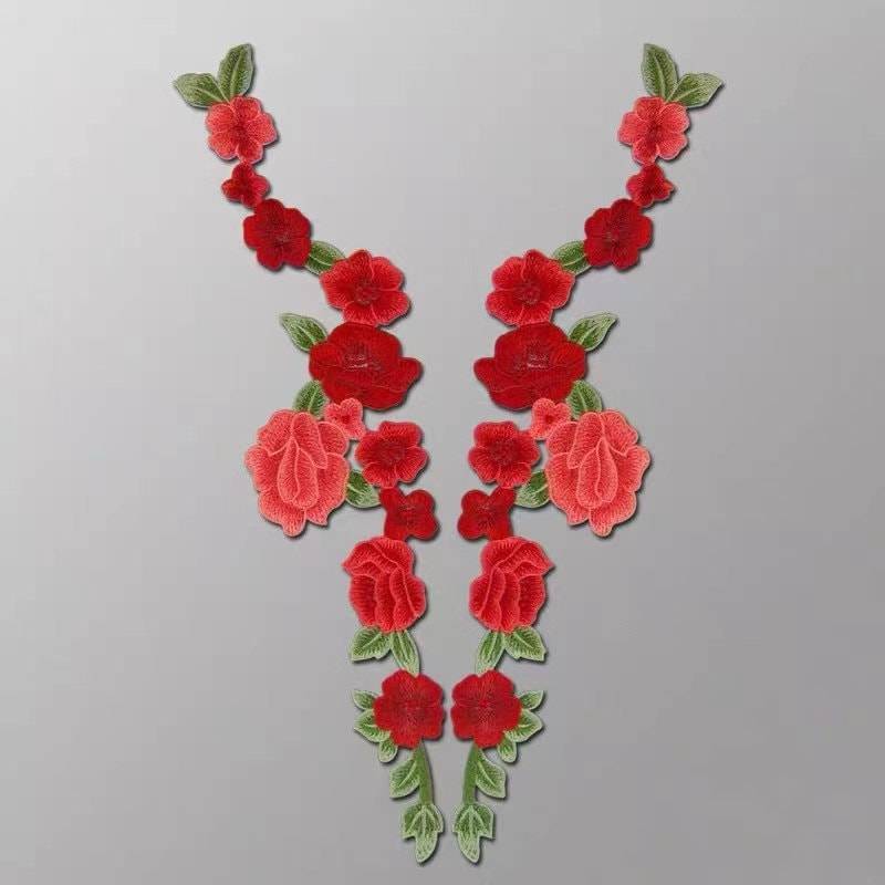 Ein Paar Große Gestickte Blumen Aufnäher Blume Bestickt Stoff Kleidung Applikation Ein Paar Große Gestickte Blumen Aufnäher Blume Bestickt Stoff Kleidung Applikation von Laceshine