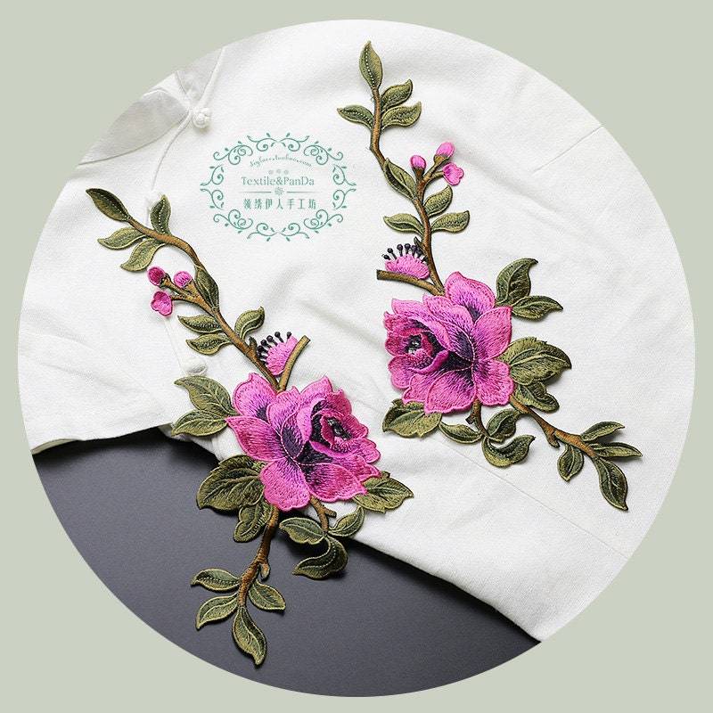 Ein Paar Peony Blume Applikation Stickerei Patch Diy Zubehör von Laceshine