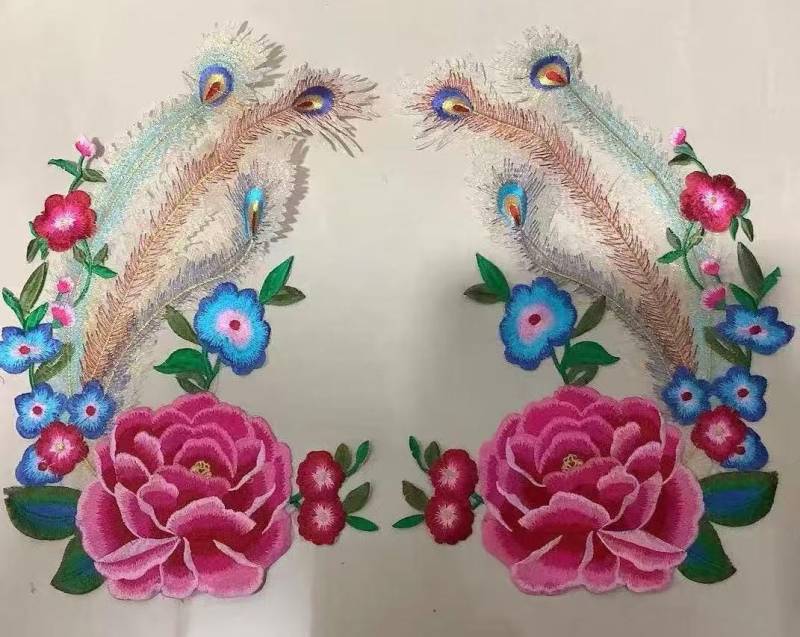 Ein Paar Peony Blumen Patch Applikation Kleidung Dekoration Gestickt Eisen Auf Flicken von Laceshine