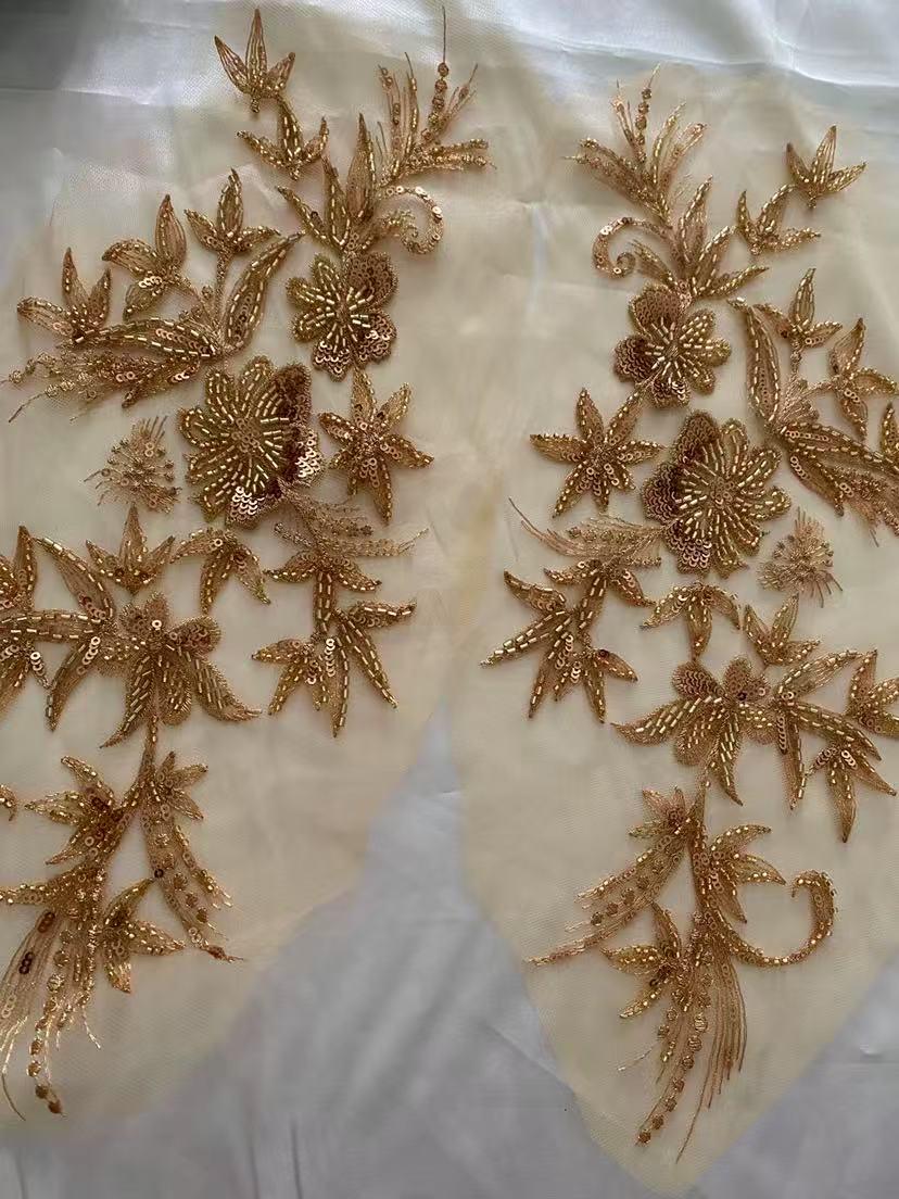 Ein Paar Perlen Blume Gestickt Aufnäher Applikation Dekoration Patch von Laceshine