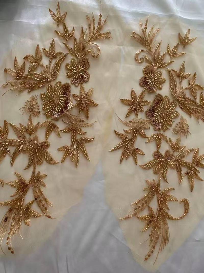 Ein Paar Perlen Blume Gestickt Aufnäher Applikation Dekoration Patch von Laceshine