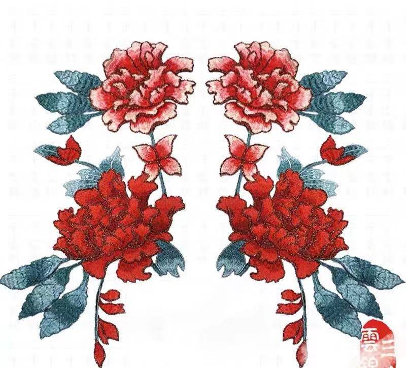 Ein Paar Pfingstrose Applikation Gestickte Blumen Patch Kleidung Dekoration Patches Ein Paar Pfingstrose Applikation Gestickte Blumen Patch Kleidung Dekoration Patches von Laceshine