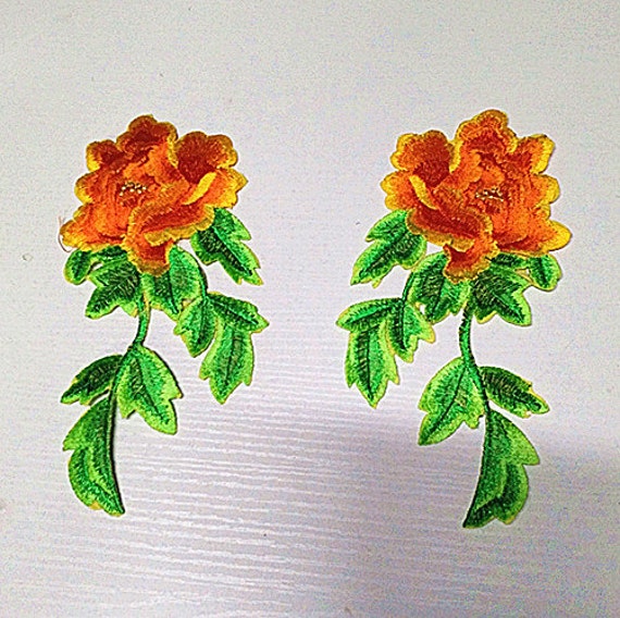 Ein Paar Pfingstrosen Applikationen Blumen Flicken Kleid Aufnäher Zum Aufbügeln von Laceshine