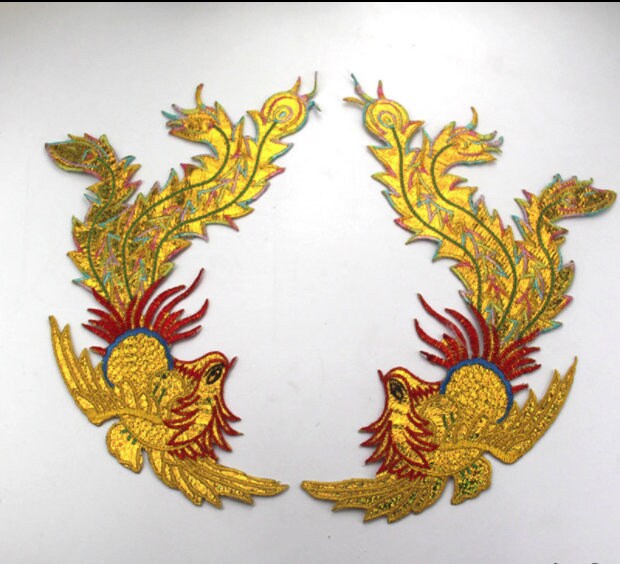 Ein Paar Phönix Gestickte Aufnäher Applikation Dekoration Patch von Laceshine