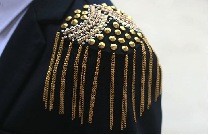Ein Paar Schulterpolster Perlen Epaulet Crystal Bead Epaulet, Mit Kette, Epaulets Ein Paar Schulterpolster Perlen Epaulet Crystal Bead Epaulet, Mit Kette, Epaulets von Laceshine
