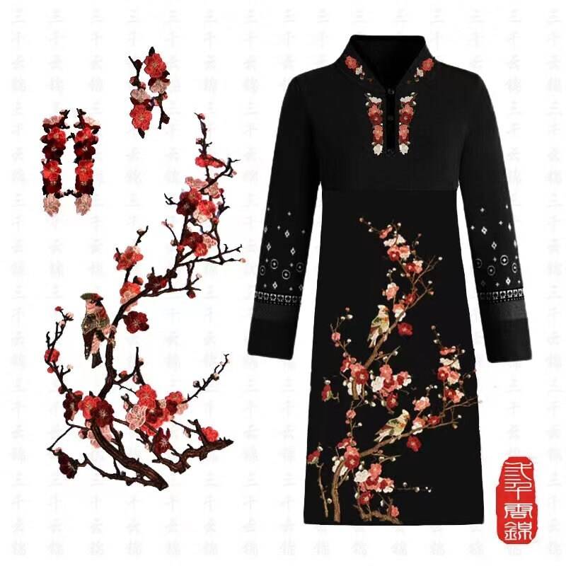 Ein Satz Pflaume Gestickte Blume Schwarze Flicken Applikation Spitze Patch Nähen Dekoration von Laceshine