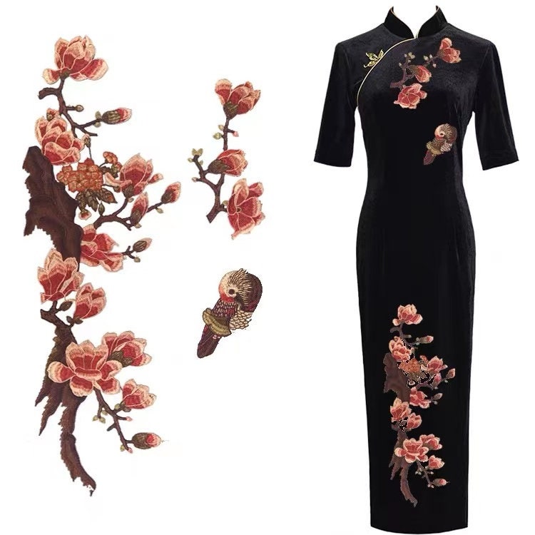 Ein Set Blume Und Vogel Gestickter Flicken Stoff Dekoration Patch von Laceshine