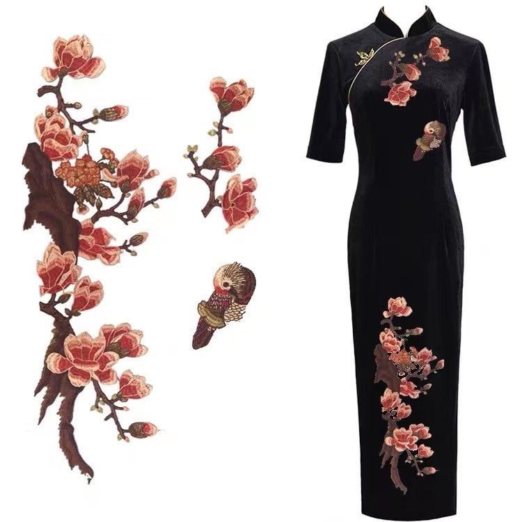 Ein Set Blume Und Vogel Gestickter Flicken Stoff Dekoration Patch von Laceshine